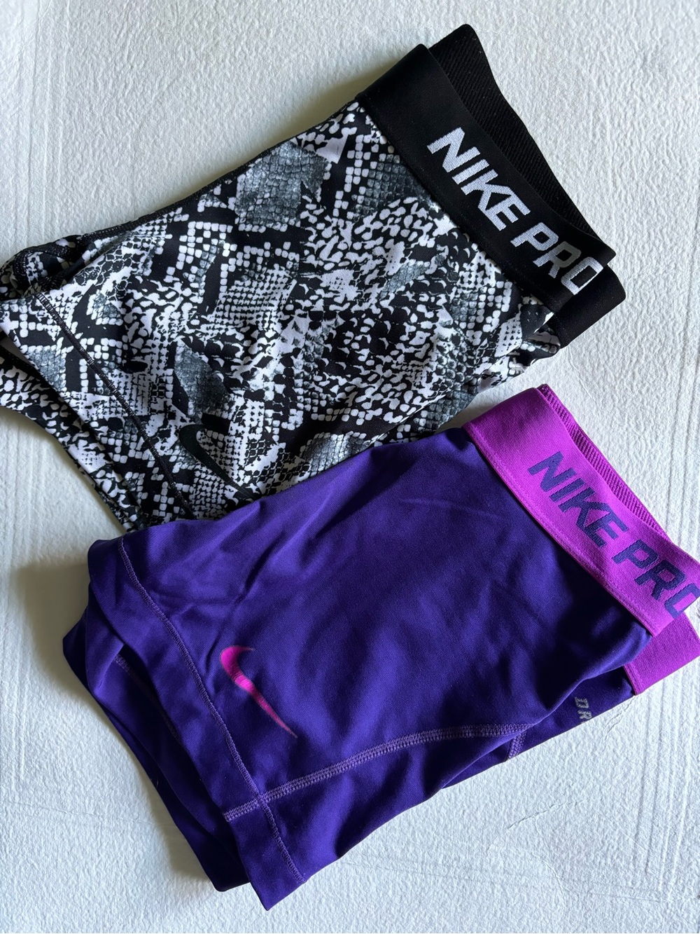 Nike Women's Athletic Shorts - Purple & Black Snake Print